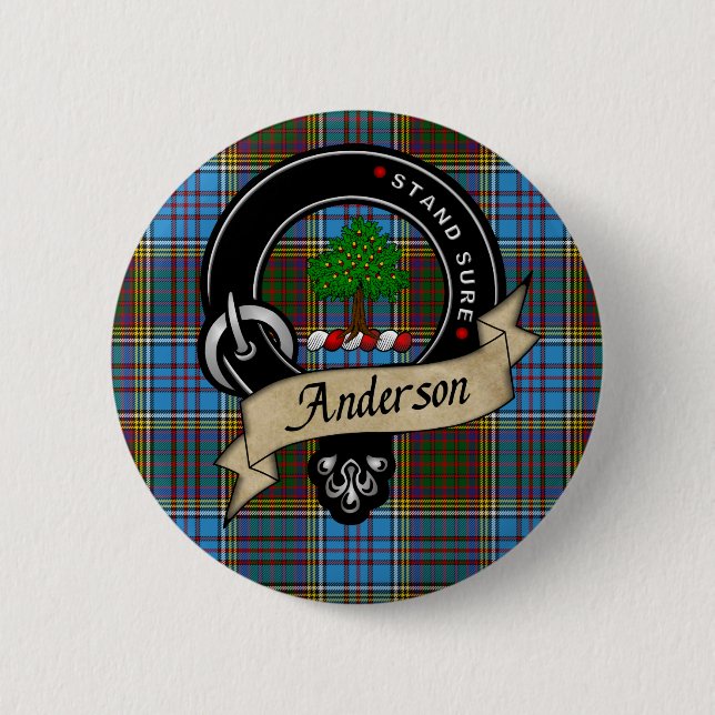 Anderson Clan Badge & Tartan Button (Front)