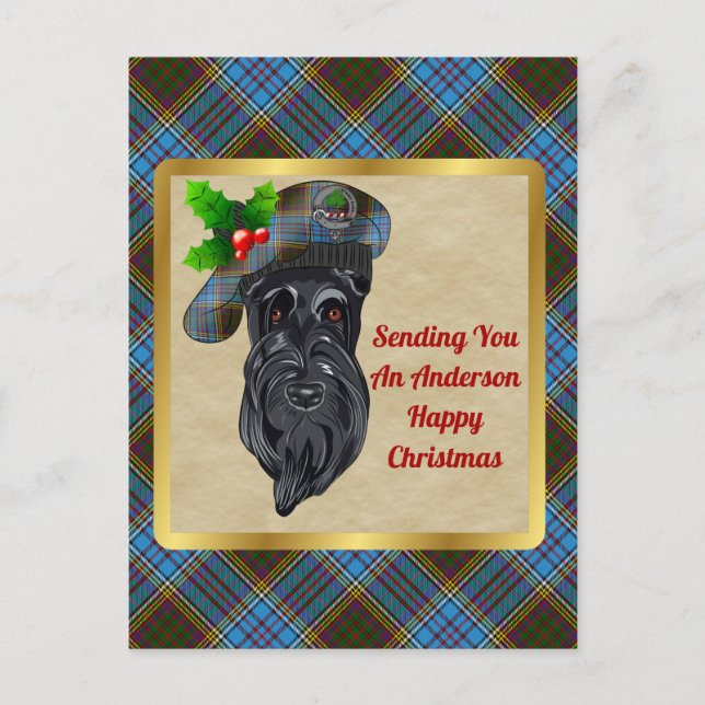 Anderson Clan Badge & Tartan Christmas Postcard (Front)