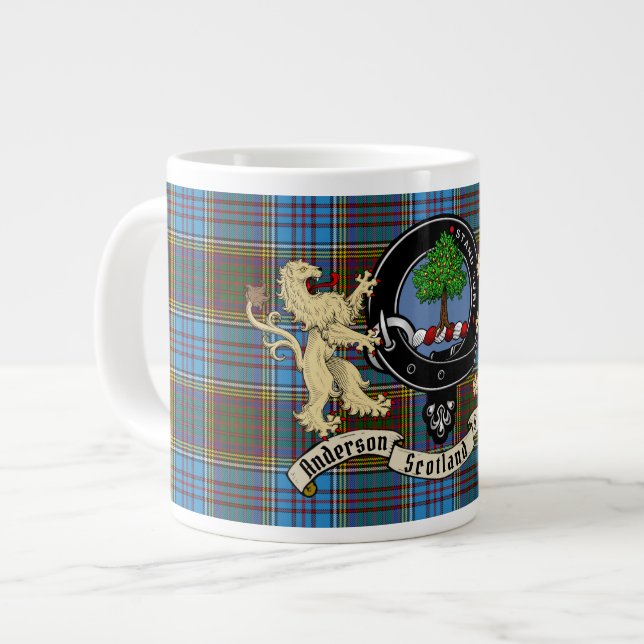 Anderson Clan Badge & Tartan  Giant Coffee Mug (Front Left)