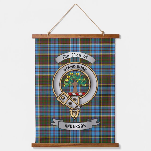 Anderson Clan Badge & Tartan    Hanging Tapestry (Front)