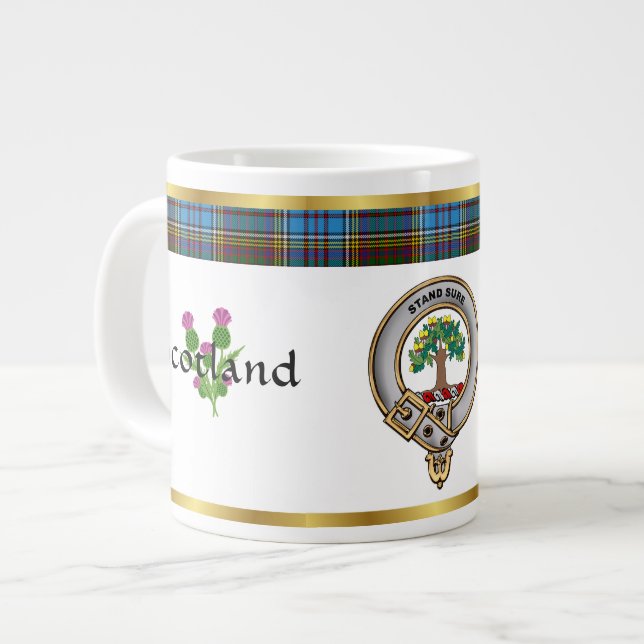 Anderson Clan Badge Tartan & Motto Giant Coffee Mug (Front Left)