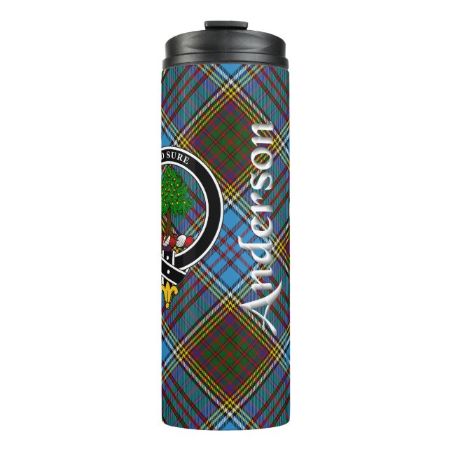 Anderson Clan Badge & Tartan Thermal Tumbler (Front)
