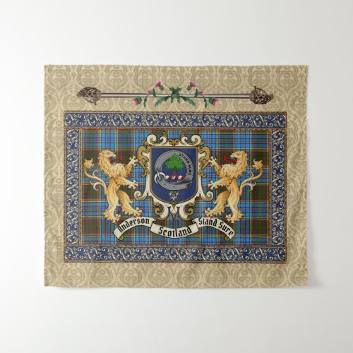 Anderson Clan Badge  Tartan wLions  Tapestry
