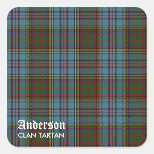 Anderson Clan Family Tartan (with Name) Square Sticker