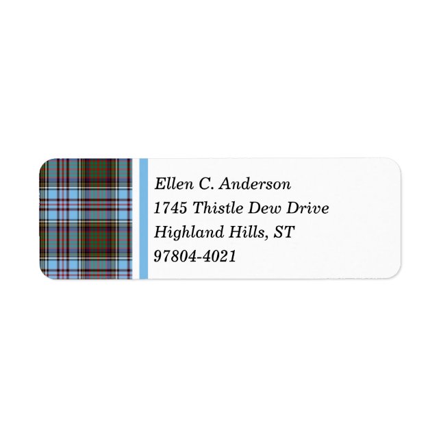 Anderson Clan Light Blue Scottish Tartan Label (Front)