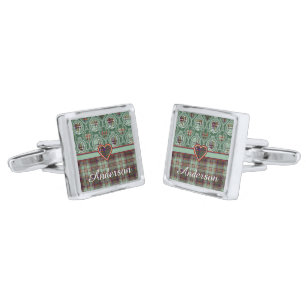 Anderson clan Plaid Scottish tartan Silver Cufflinks