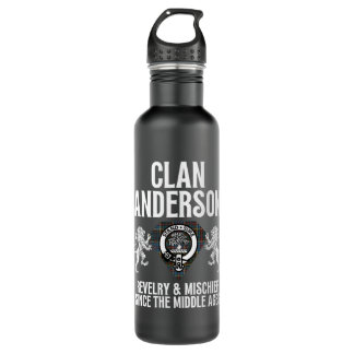 Anderson Clan Scottish Name Coat Of Arms Tartan Stainless Steel Water Bottle