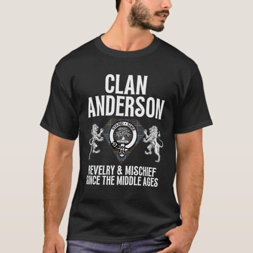 Anderson Clan Scottish Name Coat Of Arms Tartan    T_Shirt