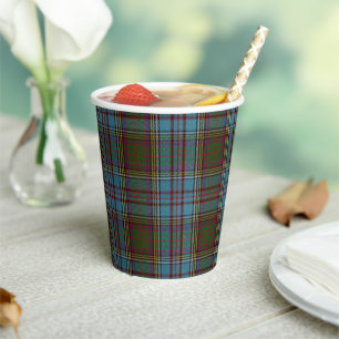 Anderson Clan Scottish Plaid Pattern Paper Cups