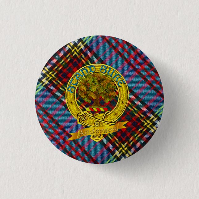 Anderson Clan Tartan & Motif Button (Front)