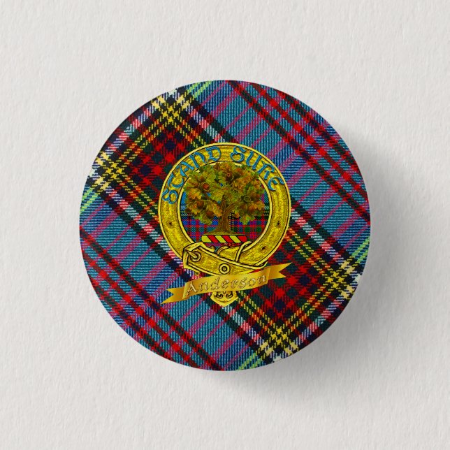 Anderson Clan Tartan & Motif Button (Front)