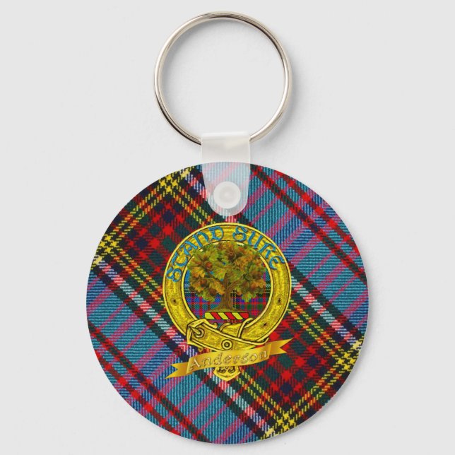 Anderson Clan Tartan & Motif Keychain (Front)
