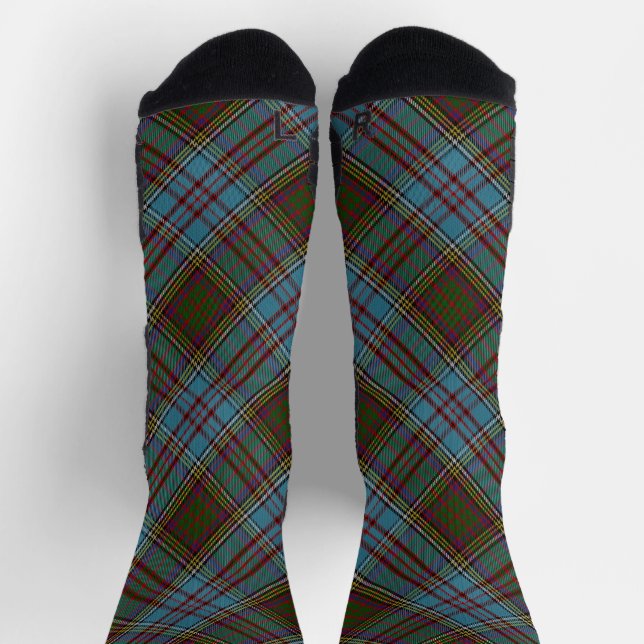 Anderson Clan Tartan Plaid Pattern Scottish Socks (Top)