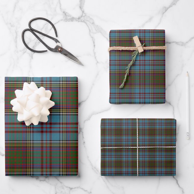 Anderson Clan Tartan Plaid Pattern Scottish Wrapping Paper Sheets (Front)