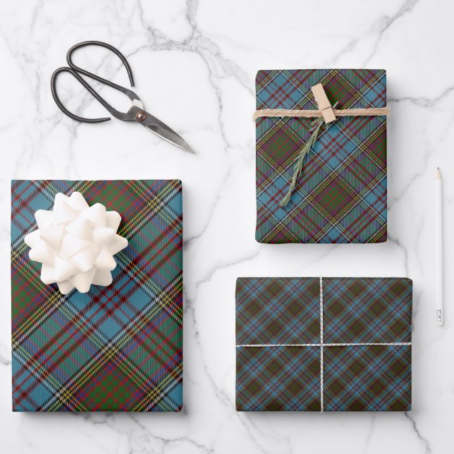 Anderson Clan Tartan Plaid Pattern Scottish Wrapping Paper Sheets (Front)