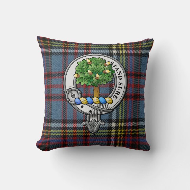 Anderson Crest  and Tartan Throw Pillow (Front)