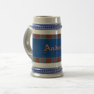 Anderson Crest W/ Anderson Tartan    Beer Stein