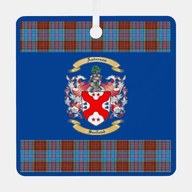 Anderson Crest w/ Anderson Tartan*   Metal Ornament (Front)