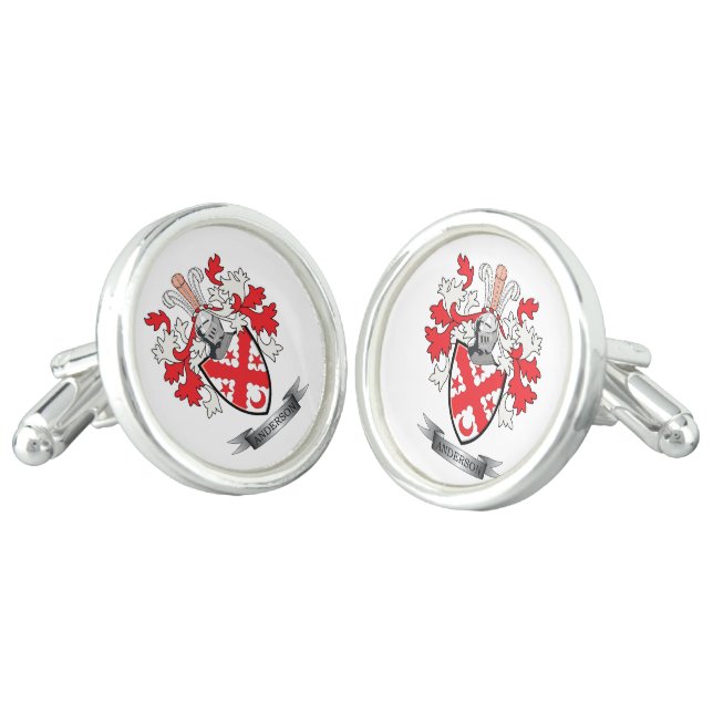 Anderson Family Crest Coat of Arms Cufflinks (Angled)