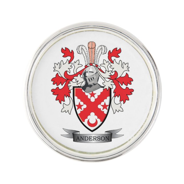Anderson Family Crest Coat of Arms Pin (Front)