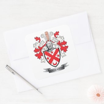 Anderson Family Crest Coat of Arms Square Sticker | Zazzle