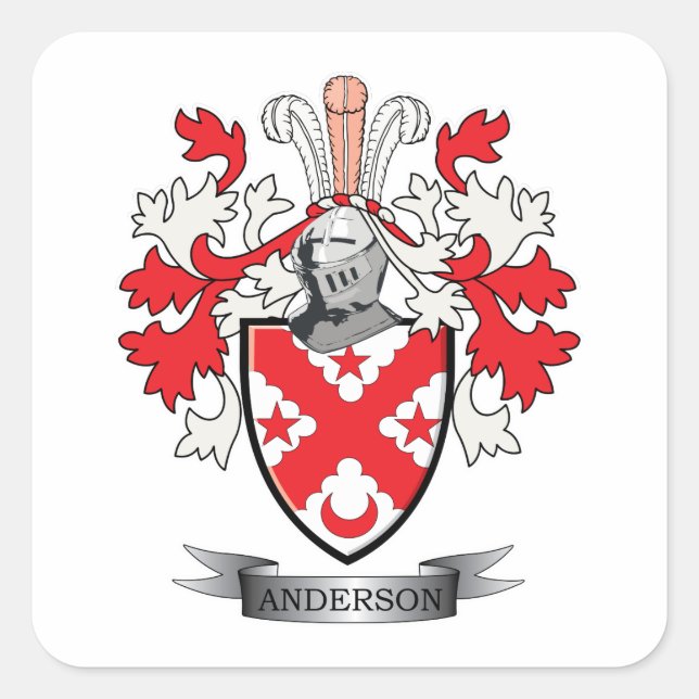 Anderson Family Crest Coat of Arms Square Sticker (Front)