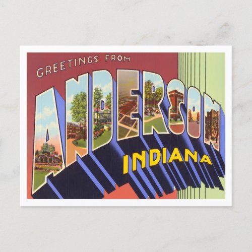 Anderson Indiana Vintage Big Letters Postcard