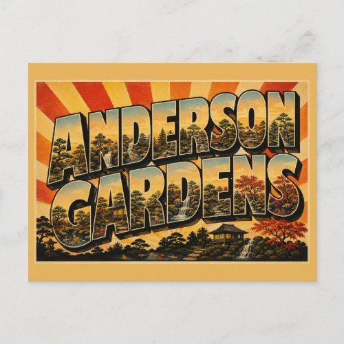 Anderson Japanese Gardens Illinois Waterfall Koi Postcard