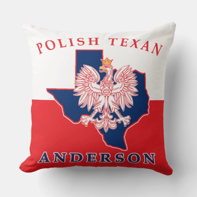 Anderson Polish Texan Throw Pillow (Front)