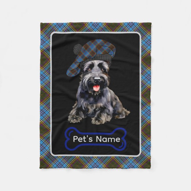 Anderson Scottie Dog Tartan Personalized  Fleece Blanket (Front)