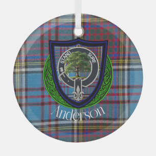 Anderson Scottish Clan Tartan & Crest Glass Ornament