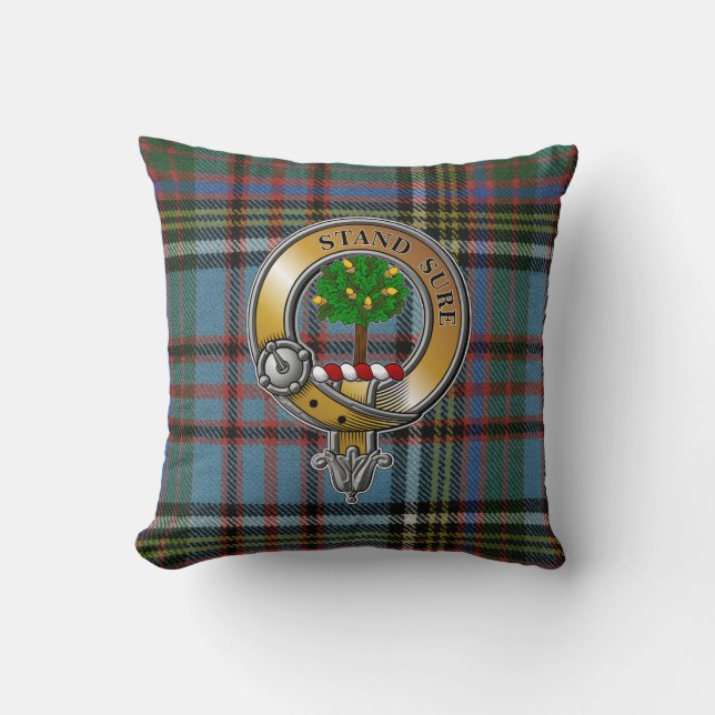 Anderson Tartan & Badge Throw Pillow (Front)