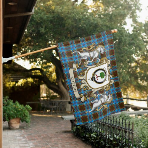 Anderson Tartan Flag Clan Badge With Lion Scottish