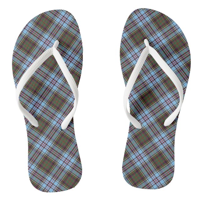 Anderson Tartan Light Blue Plaid Flip Flops (Footbed)