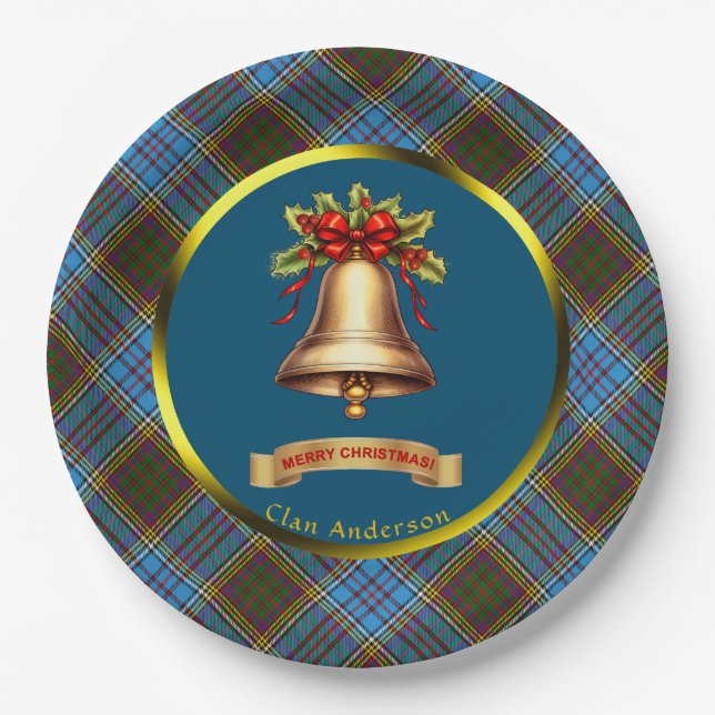 Anderson Tartan Personalized Christmas Paper Plates (Front)