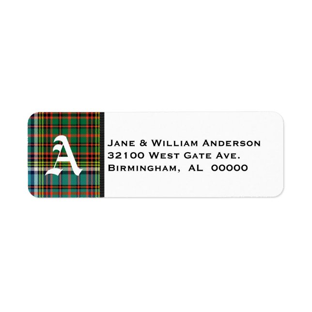 Anderson Tartan Plaid Monogram Address Labels (Front)