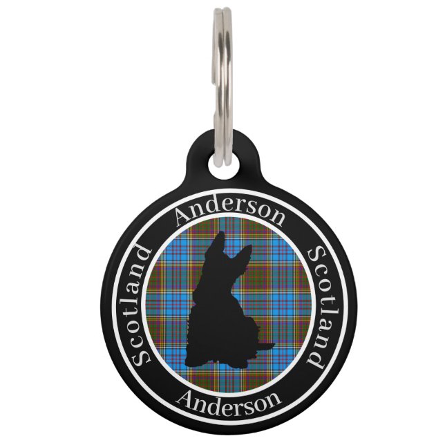 Anderson Tartan & Scottie Dog Personalized  Pet ID Tag (Front)