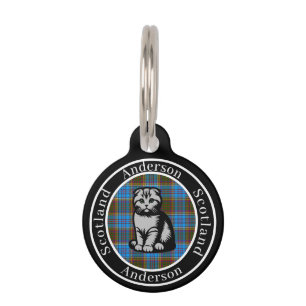 Anderson Tartan & Scottish Kitty Personalized Pet ID Tag