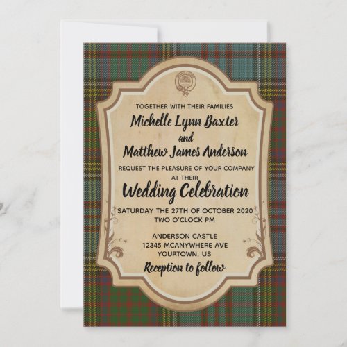 Anderson Tartan Wedding Invitation