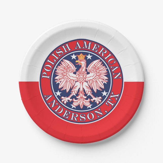 Anderson Texas Polish American Eagle Paper Plates (Front)