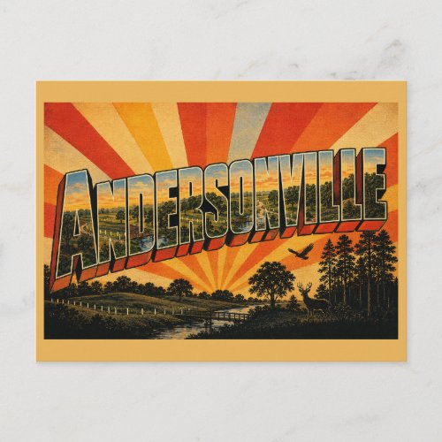 Andersonville Georgia Rolling Hills Forest Art Postcard