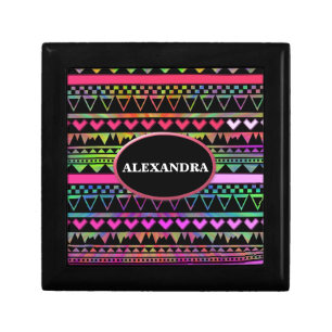Andes Aztec Tribal Native Geometric Tie Die Neon Gift Box