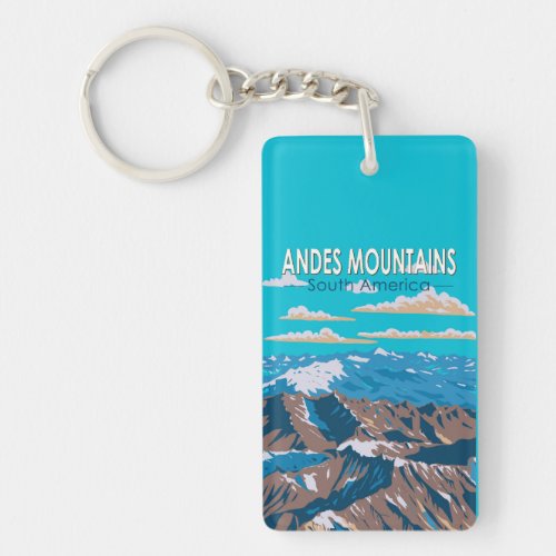 Andes Mountains South America Travel Art Vintage Keychain