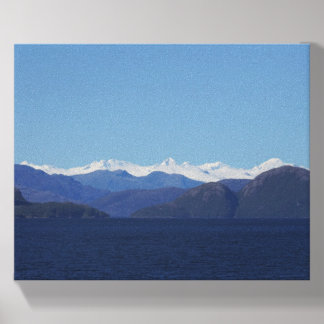 Andes Mountains Viewed From a Chilean Fjord Canvas Photo Tile