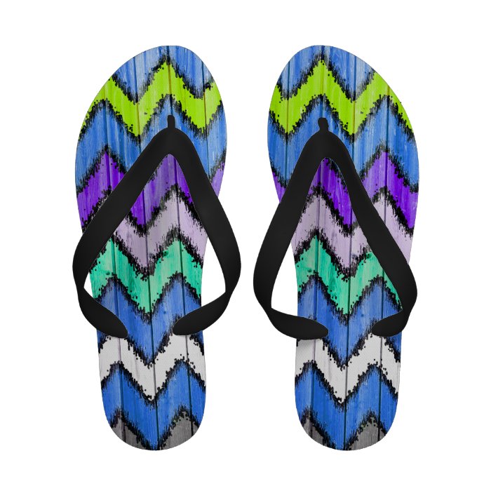 Andes Tribal Aztec Teal Chevron Ikat Wood Pattern Sandals