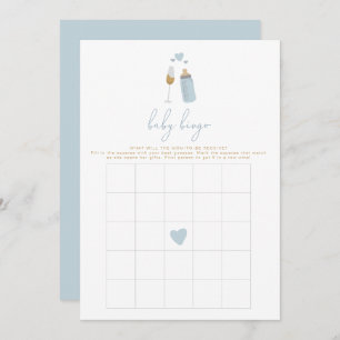 ANDI Blue Poppin' Bottles Baby Shower Bingo Game Invitation