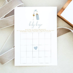 ANDI Blue Poppin' Bottles Baby Shower Bingo Game Invitation