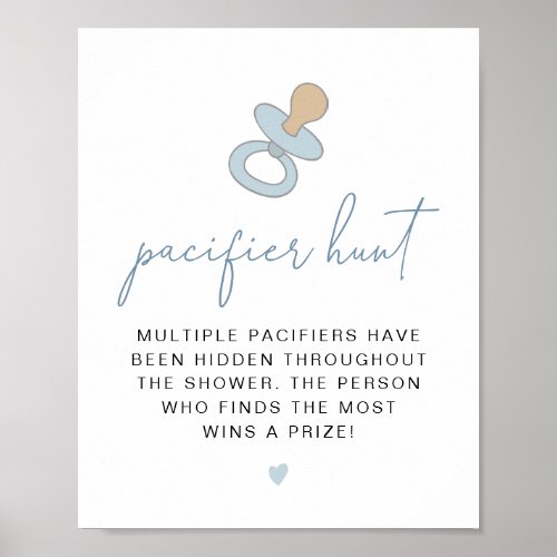 ANDI Dusty Blue Pacifier Hunt Baby Shower Game Poster