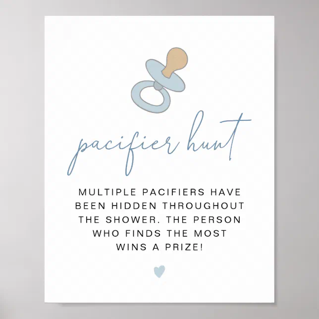 ANDI Dusty Blue Pacifier Hunt Baby Shower Game Poster | Zazzle andi-dusty-blue-pacifier-hunt-baby-shower-game-poster-zazzle