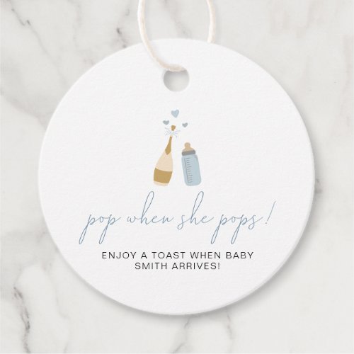 ANDI Dusty Blue Pop When She Pops Shower  Favor Tags